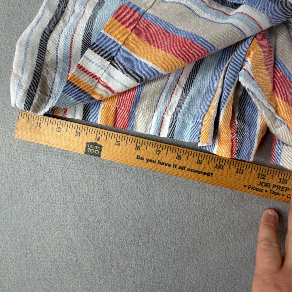 Vintage‎ Lizsport Petite Women's Shorts Size 10 Striped Linen Blend Button Front - Picture 10 of 16